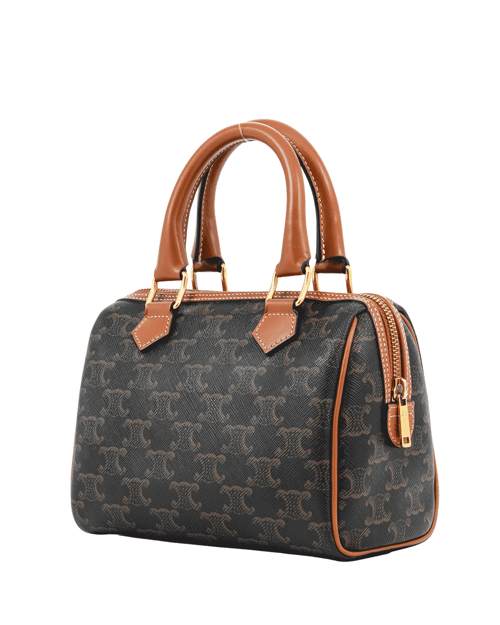 40 CELINE BOSTON SMALL BROWN TAN CANVAS GHW W DG 2292 0669