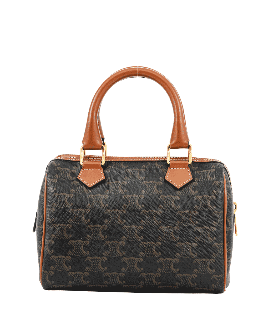 40 CELINE BOSTON SMALL BROWN TAN CANVAS GHW W DG 2292 0670
