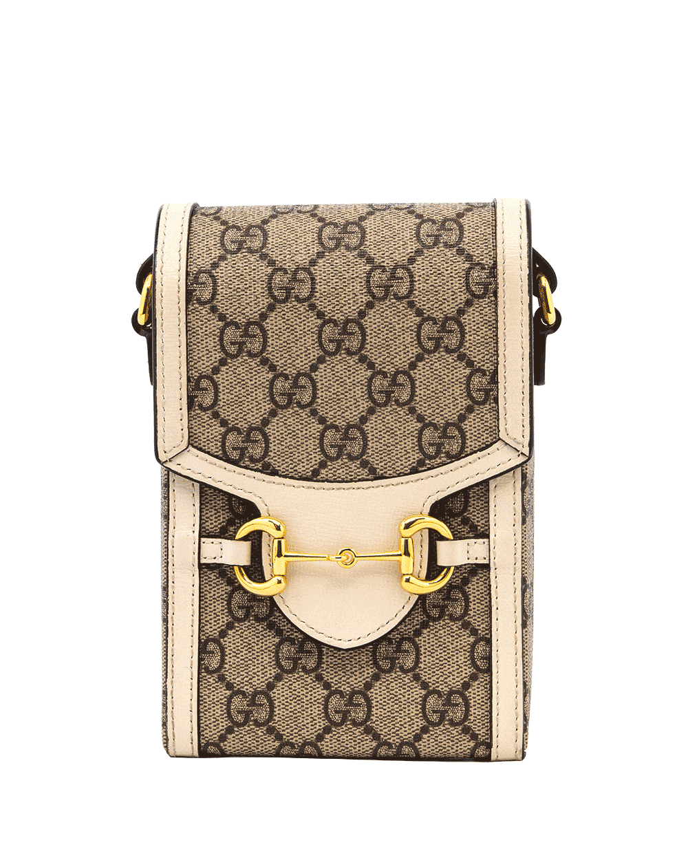 42 GUCCI HORSEBIT 1955 PHONE WHITE GG MONOGRAM CANVAS GHW 0447