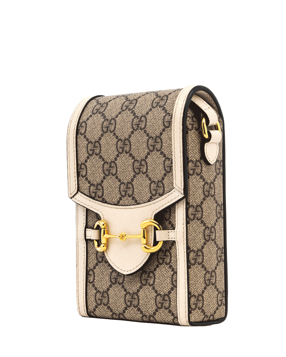 42 GUCCI HORSEBIT 1955 PHONE WHITE GG MONOGRAM CANVAS GHW 0448