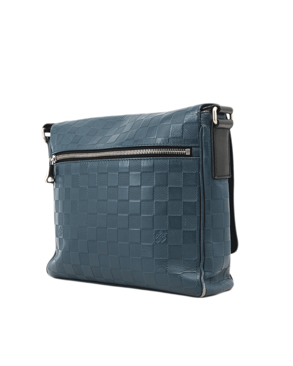 44 LV DISTRIC MESSENGER PM BLUE BLACK DAMIER CALF SHW MICROCHIP 0753