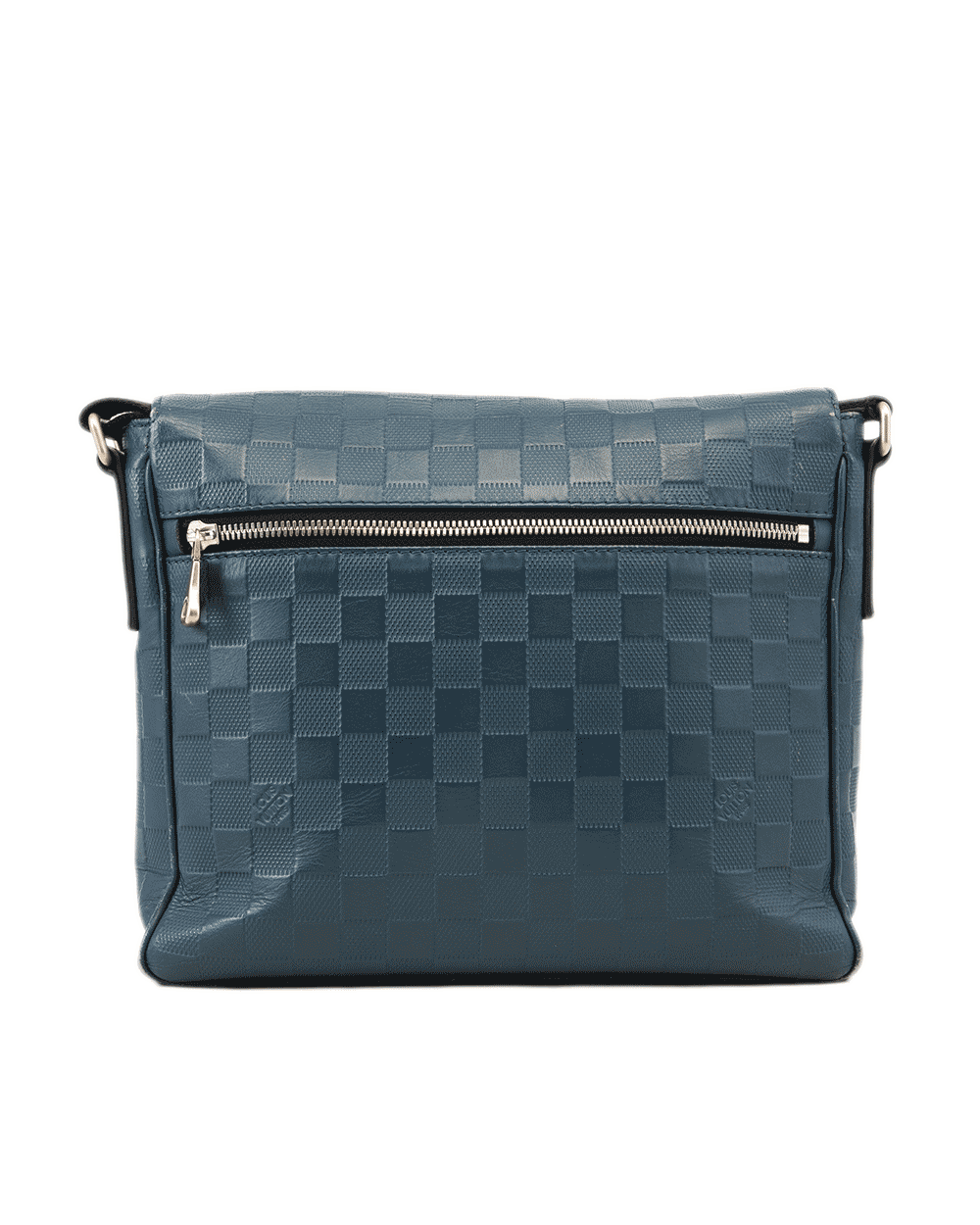 44 LV DISTRIC MESSENGER PM BLUE BLACK DAMIER CALF SHW MICROCHIP 0754
