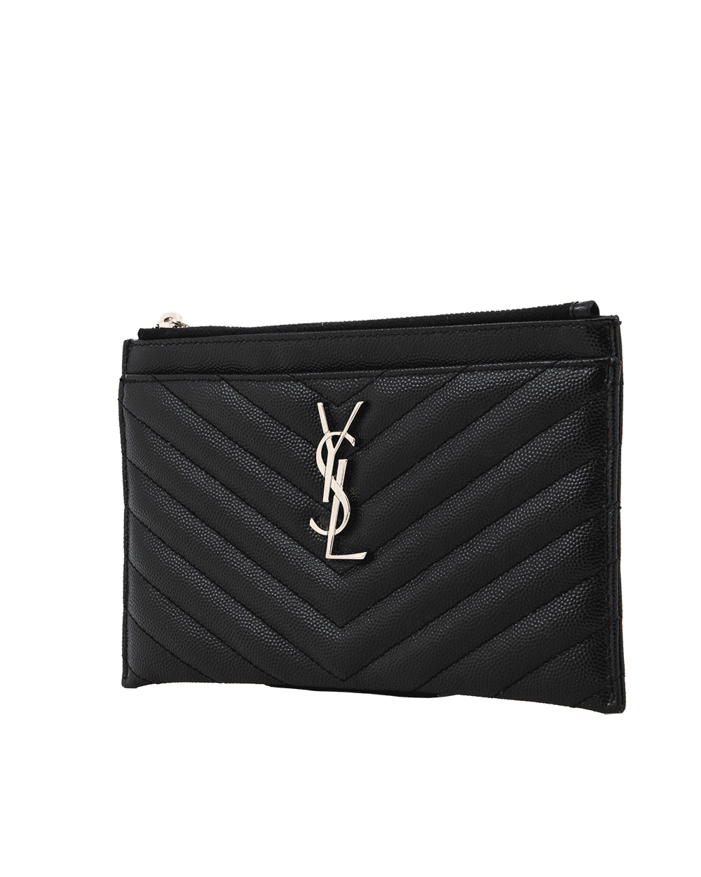 46 YSL CLUTCH BLACK CHEVRON SHW PLB 504922 1118 0593