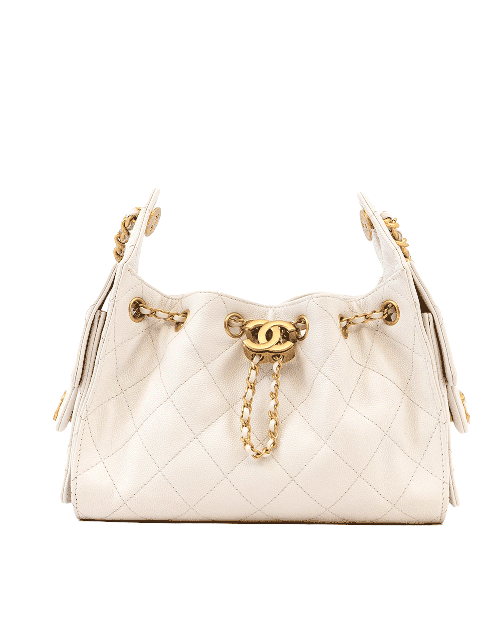 47 CHANEL 25 HANDBAG MINI WHITE CAVIAR GHW X6T9PE38 0130