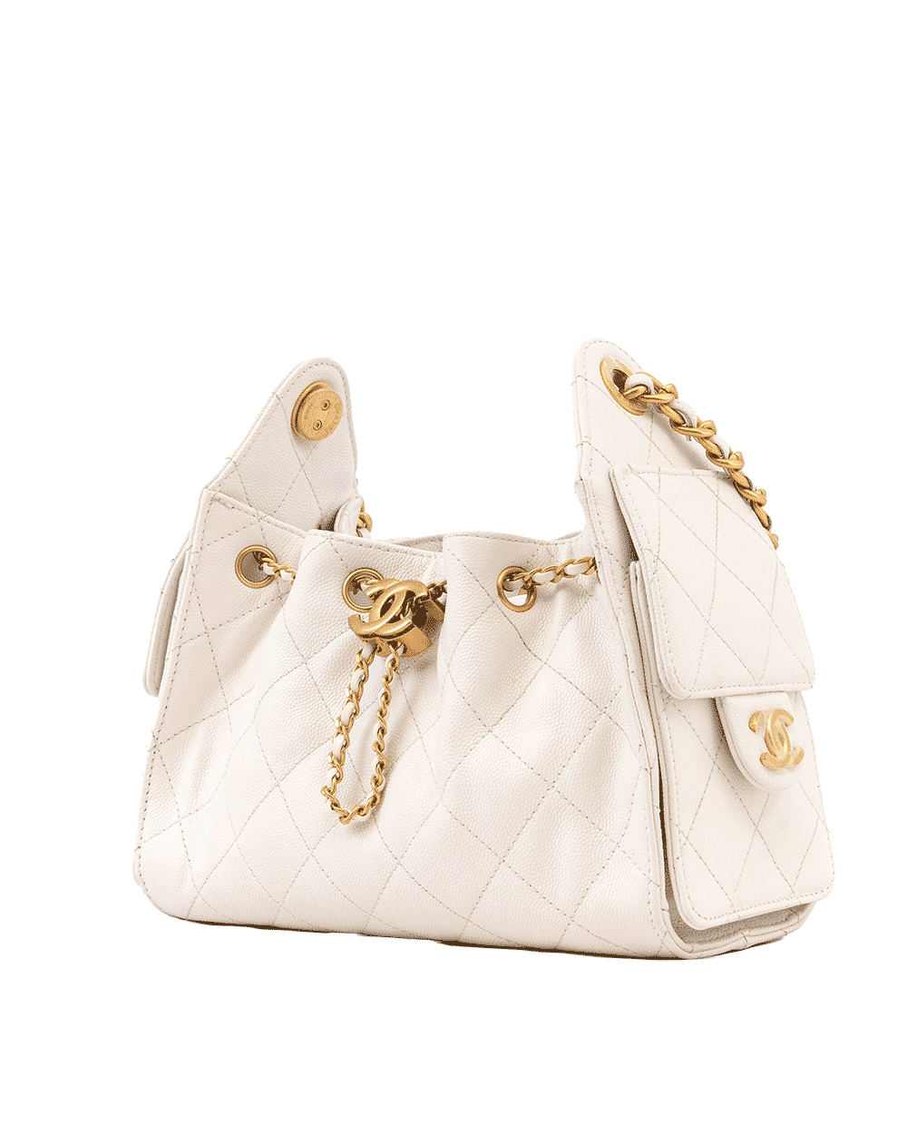 47 CHANEL 25 HANDBAG MINI WHITE CAVIAR GHW X6T9PE38 0131