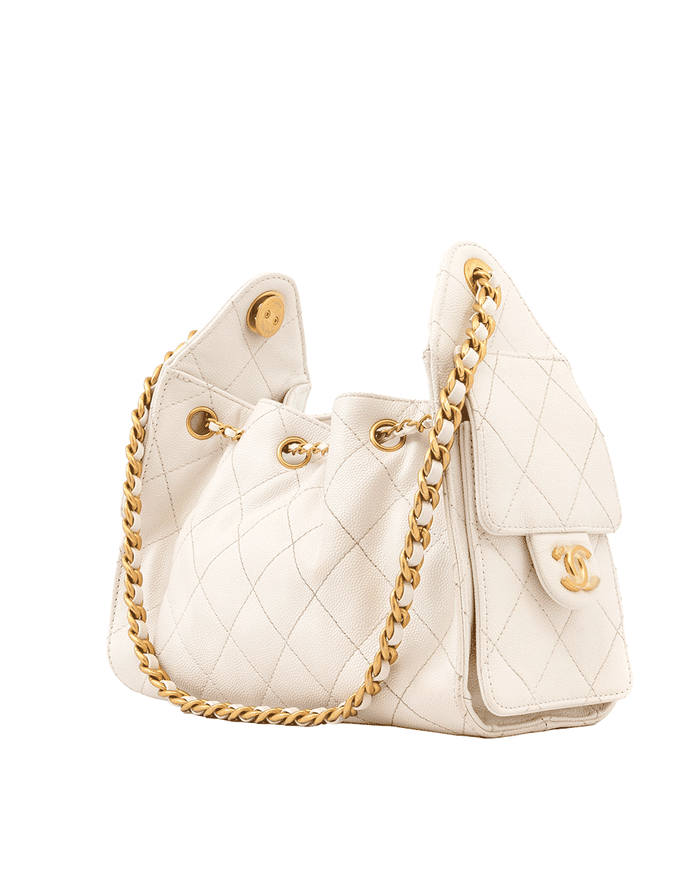47 CHANEL 25 HANDBAG MINI WHITE CAVIAR GHW X6T9PE38 0132