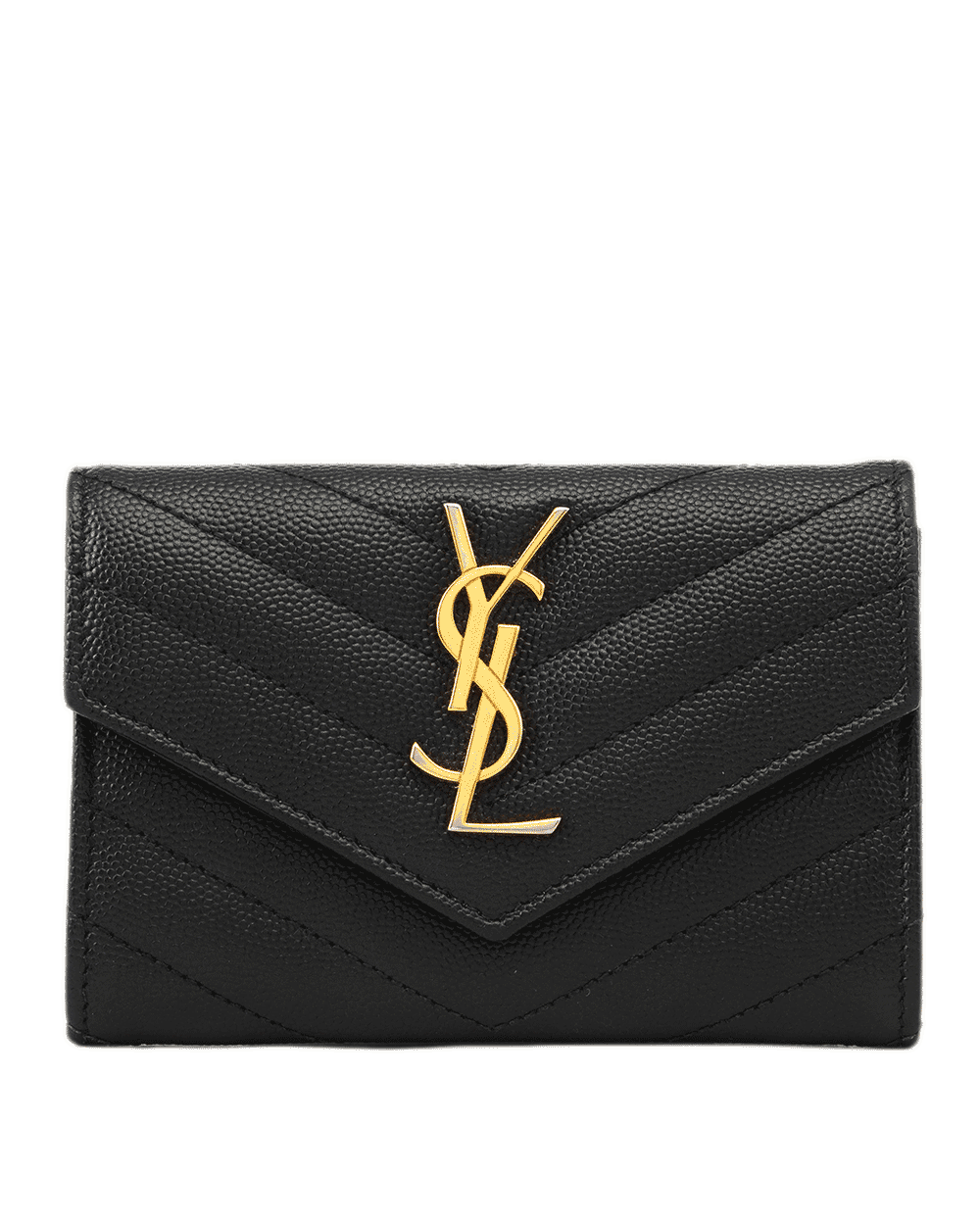49 YSL CARD HOLDER SHORT BLACK CHEVRON GHW ART 414404 0223 0993