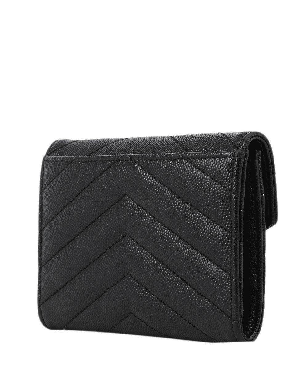 49 YSL CARD HOLDER SHORT BLACK CHEVRON GHW ART 414404 0223 0996