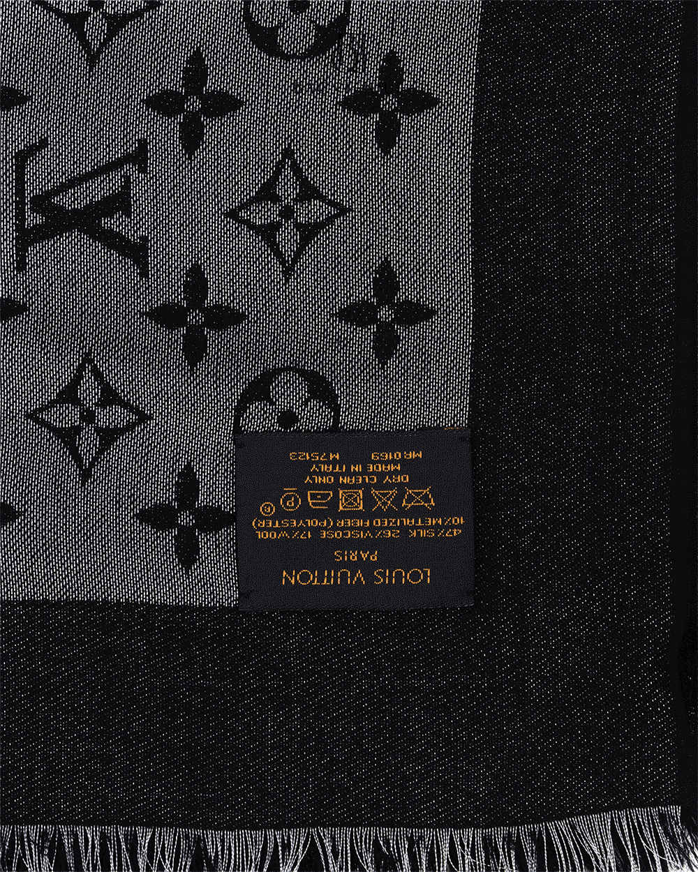 50 LV MONOGRAM CLASSIC SCARF BLACK 0020