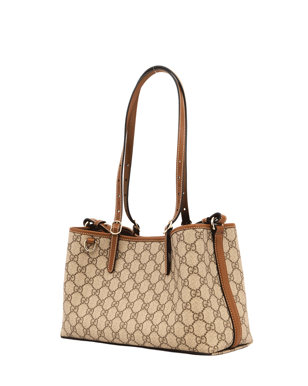 51 GUCCI EMBLEM BUCKET SMALL BROWN GG MONOGRAM CANVAS GHW 815214 493075 0571