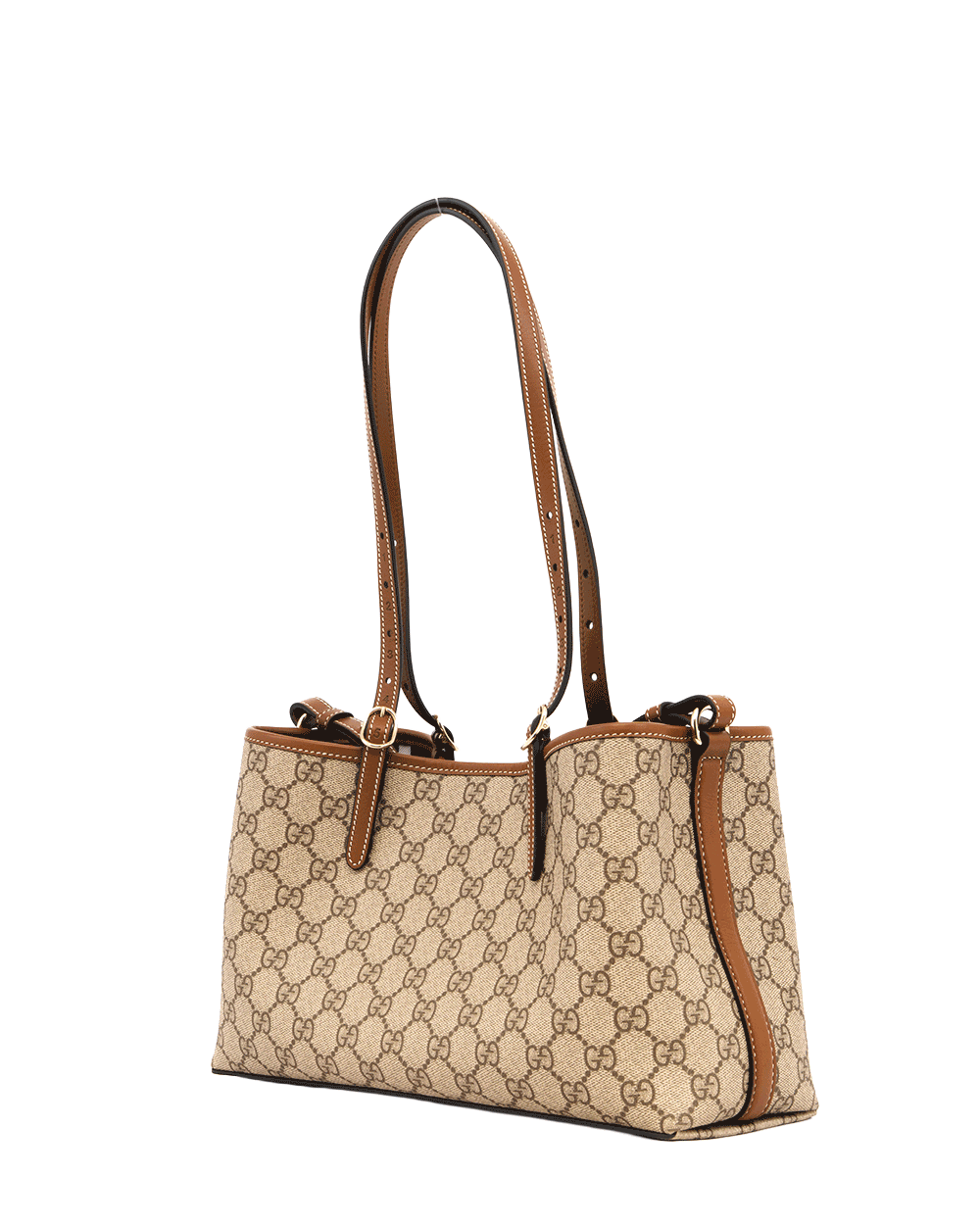 51 GUCCI EMBLEM BUCKET SMALL BROWN GG MONOGRAM CANVAS GHW 815214 493075 0572