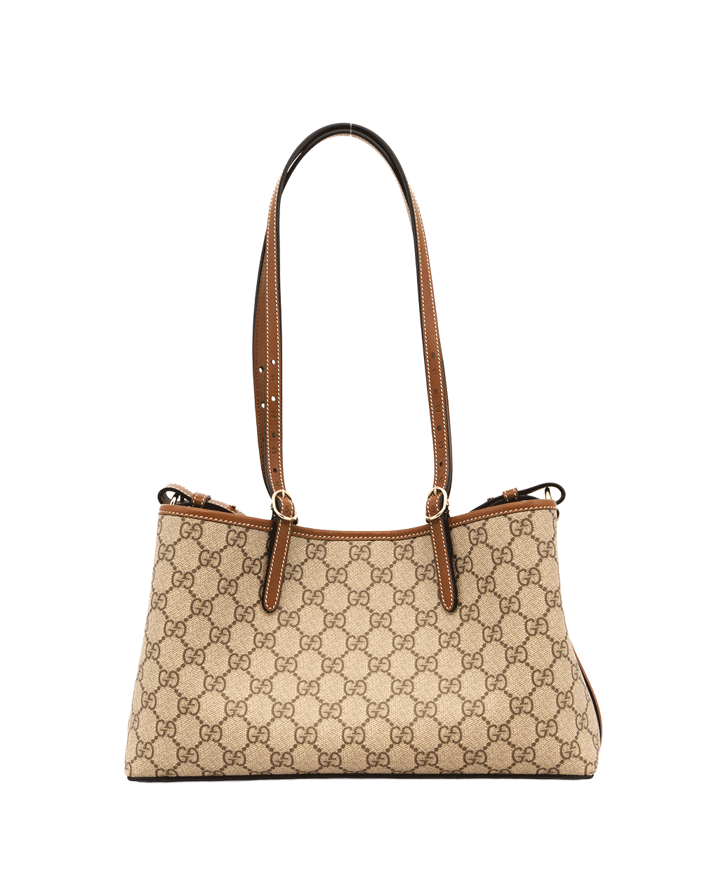 51 GUCCI EMBLEM BUCKET SMALL BROWN GG MONOGRAM CANVAS GHW 815214 493075 0573