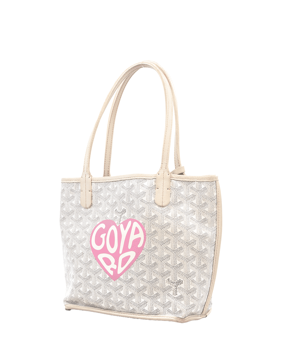55 GOYARD ANJOU MINI WHITE HEART PINK CANVAS SHW SOA 120240 0309