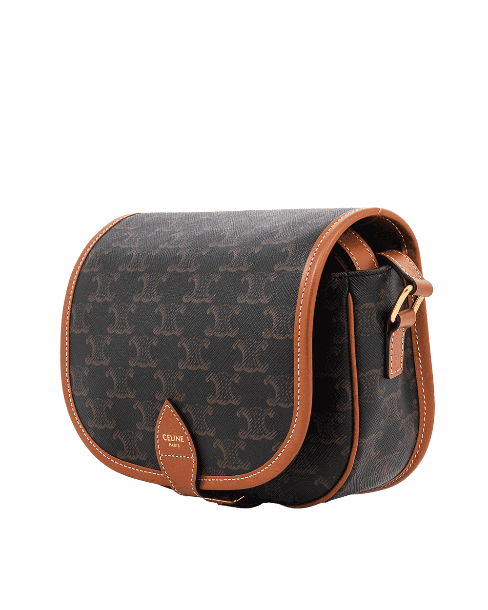 58 CELINE FOLCO BROWN TAN CANVAS GHW 0358