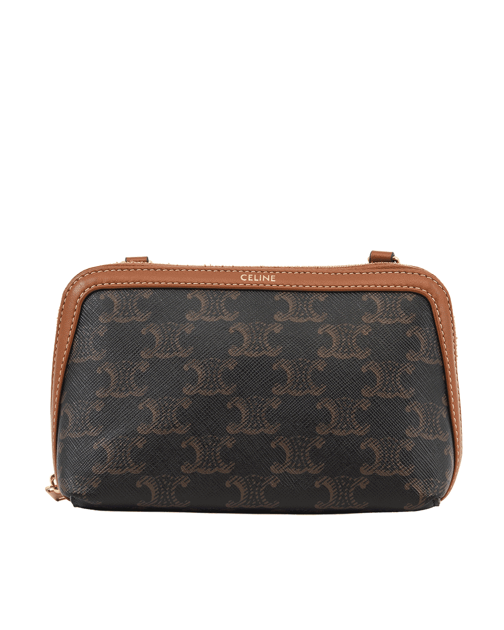 6 CELINE CLUTCH ON CHAIN BROW TAN CANVAS GHW S LE 4254 0065