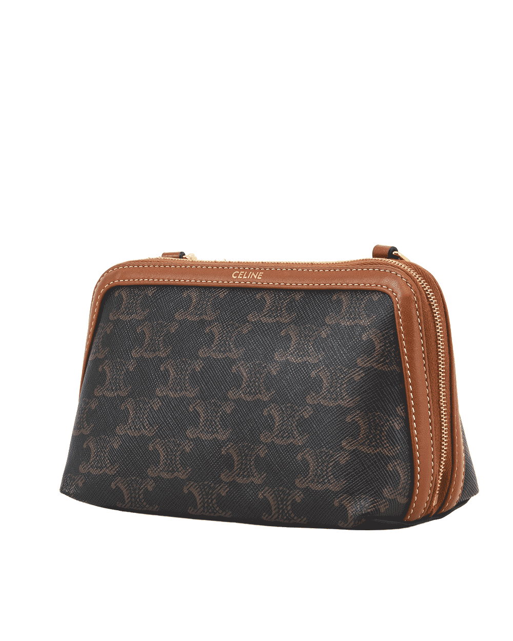 6 CELINE CLUTCH ON CHAIN BROW TAN CANVAS GHW S LE 4254 0066