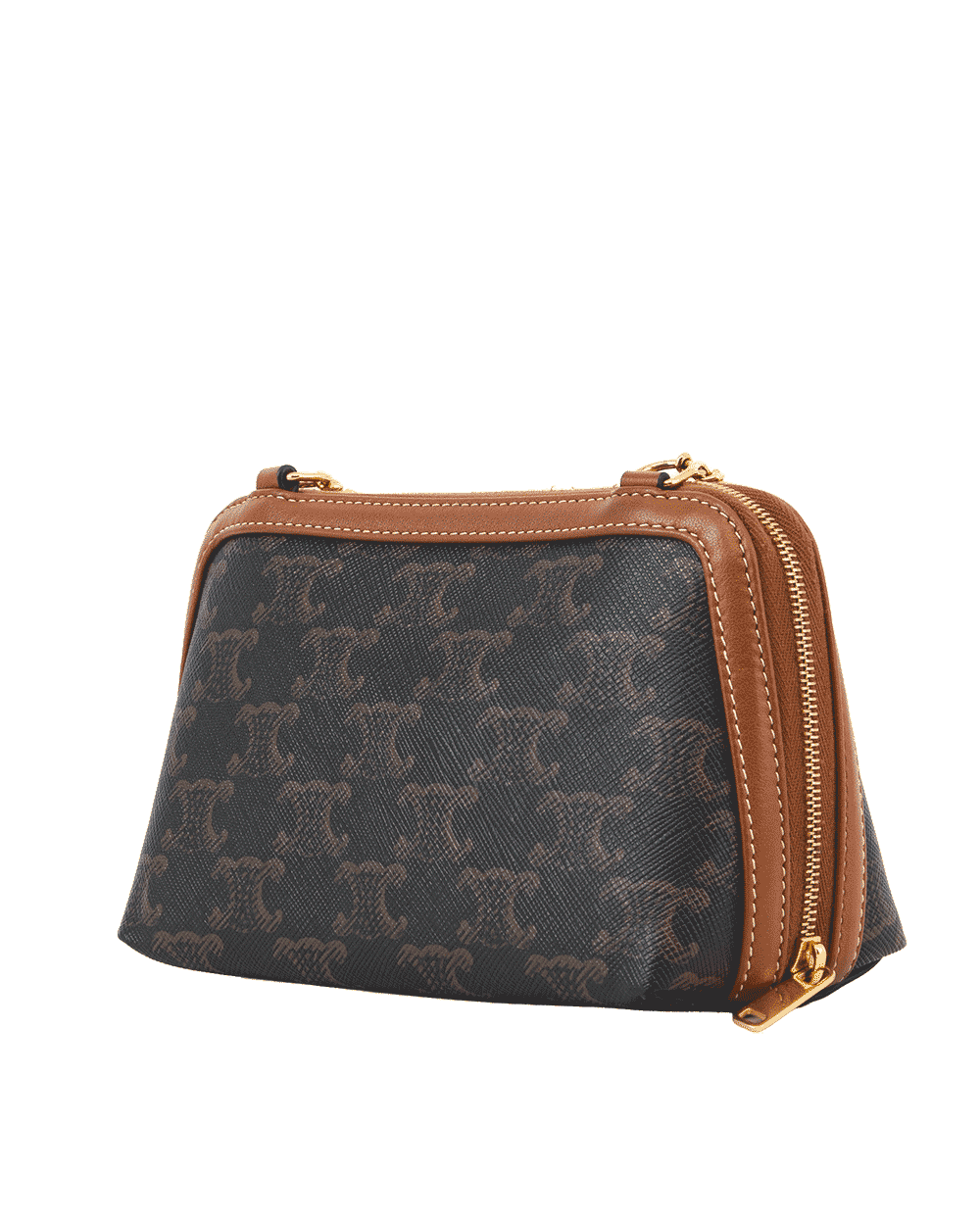 6 CELINE CLUTCH ON CHAIN BROW TAN CANVAS GHW S LE 4254 0067