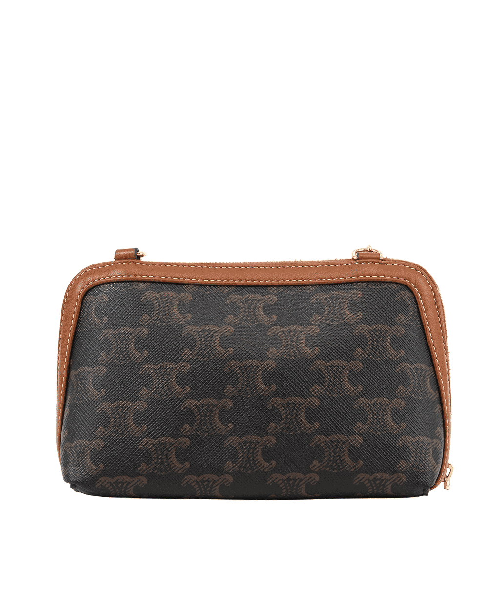 6 CELINE CLUTCH ON CHAIN BROW TAN CANVAS GHW S LE 4254 0068