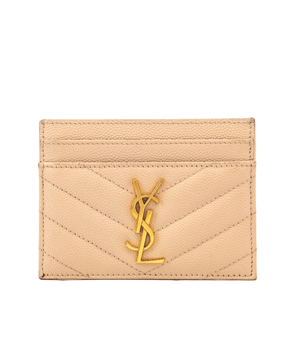 6 YSL CARD SLOT SHORT BEIGE CHEVRON GHW 2ME 423291 1120 0287