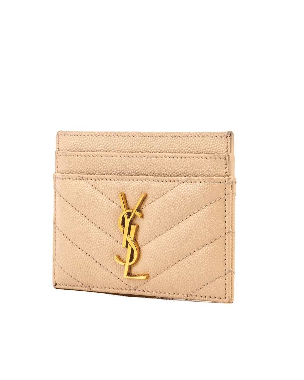 6 YSL CARD SLOT SHORT BEIGE CHEVRON GHW 2ME 423291 1120 0289