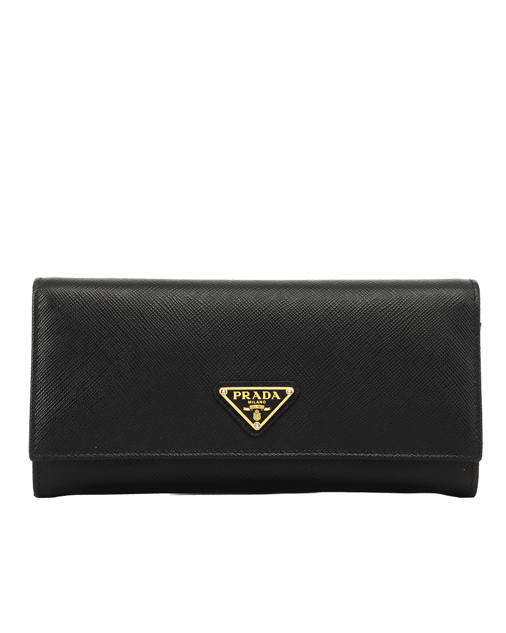 61 PRADA BI FOLD WALLET LONG BLACK SAFFIANO GHW 0946