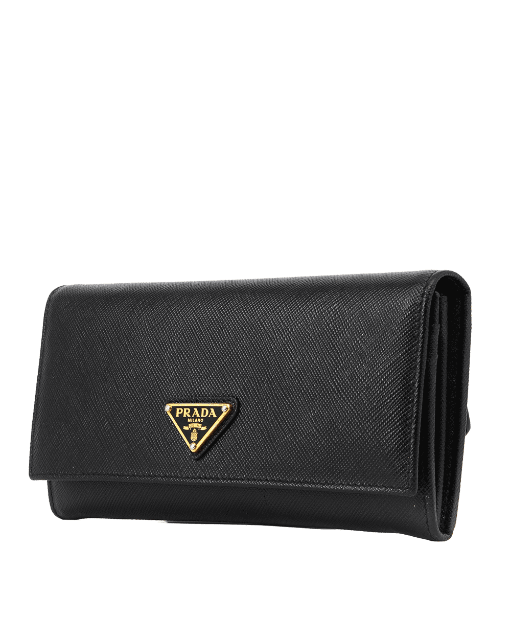 61 PRADA BI FOLD WALLET LONG BLACK SAFFIANO GHW 0948