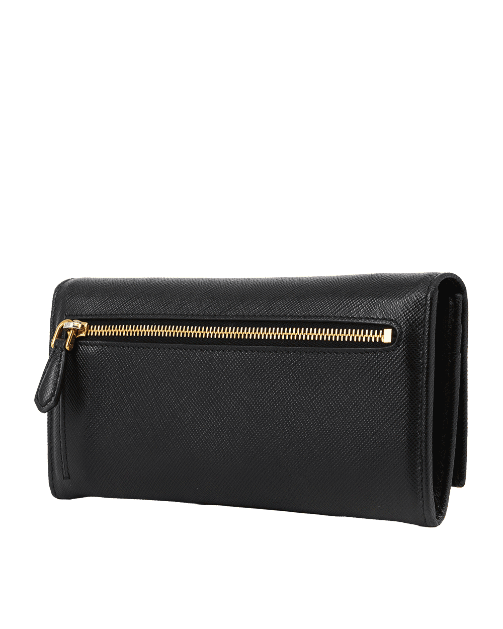 61 PRADA BI FOLD WALLET LONG BLACK SAFFIANO GHW 0950