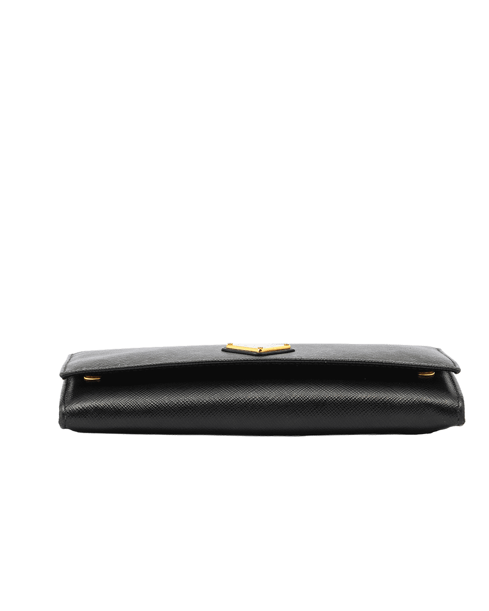 61 PRADA BI FOLD WALLET LONG BLACK SAFFIANO GHW 0953