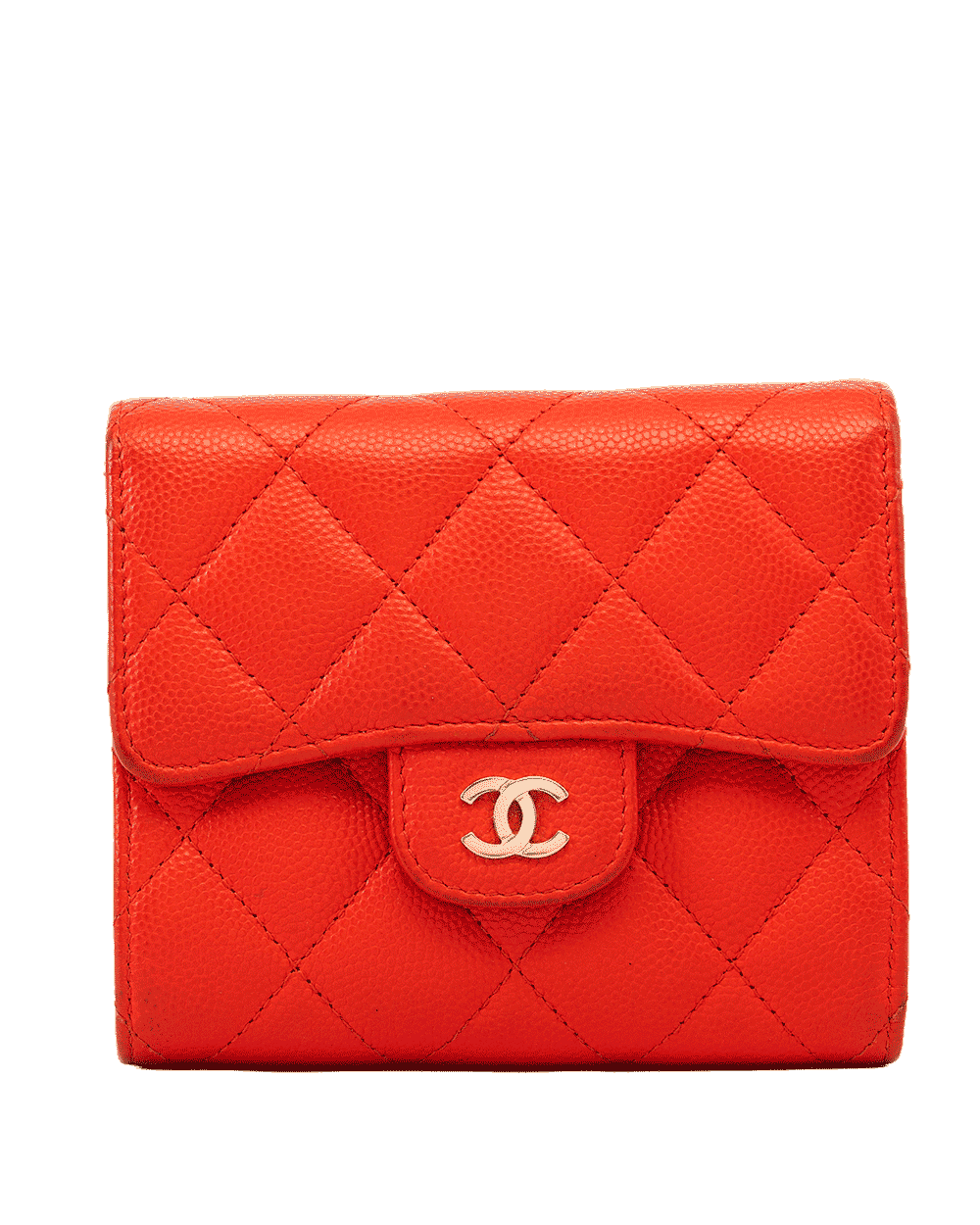 62 CHANEL TRI FOLD WALLET SHORT RED CAVIAR GHW 26896998 0983