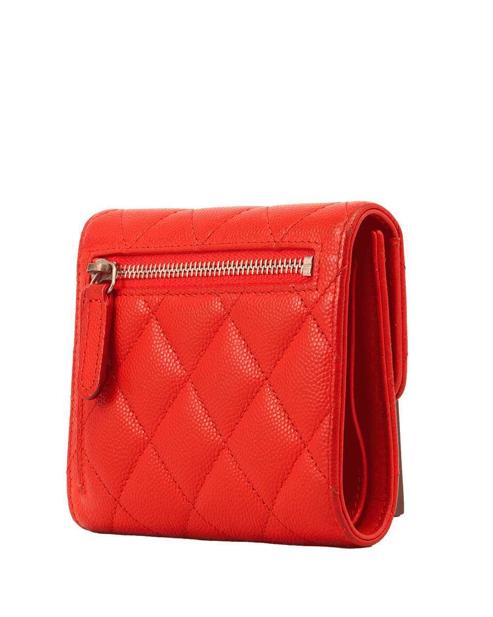 62 CHANEL TRI FOLD WALLET SHORT RED CAVIAR GHW 26896998 0986