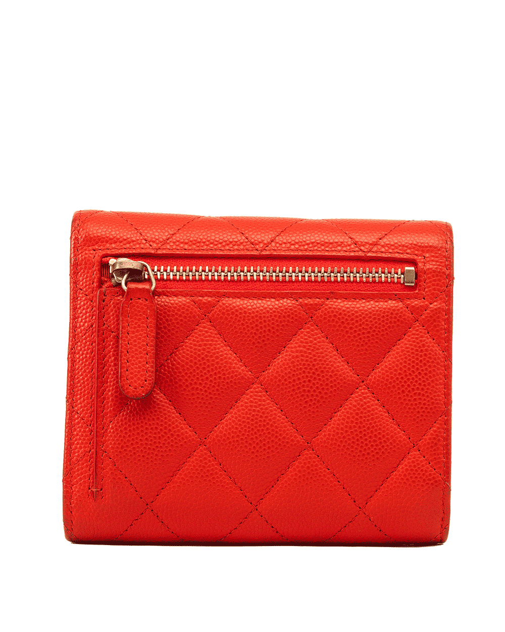 62 CHANEL TRI FOLD WALLET SHORT RED CAVIAR GHW 26896998 0987