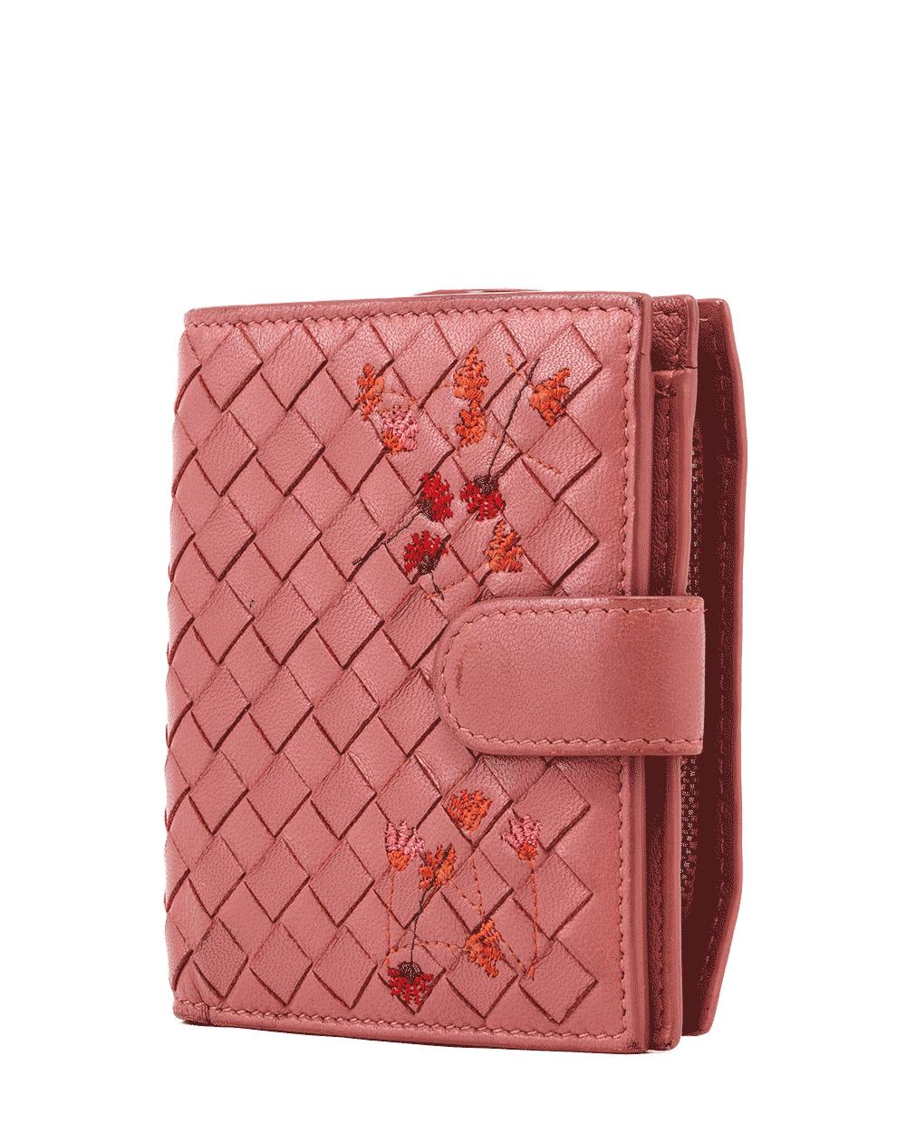 63 BOTTEGA BIFOLD ZIP WALLET SHORT PINK FLOWER CALF RSHW S01087151F 1015