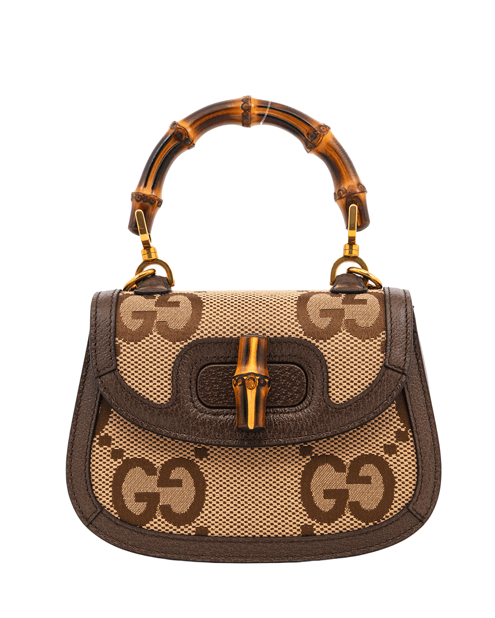 64 NEW GUCCI BAMBOO 1947 MINI BROWN JUMBO GG MONOGRAM GHW 686864 486628 0464