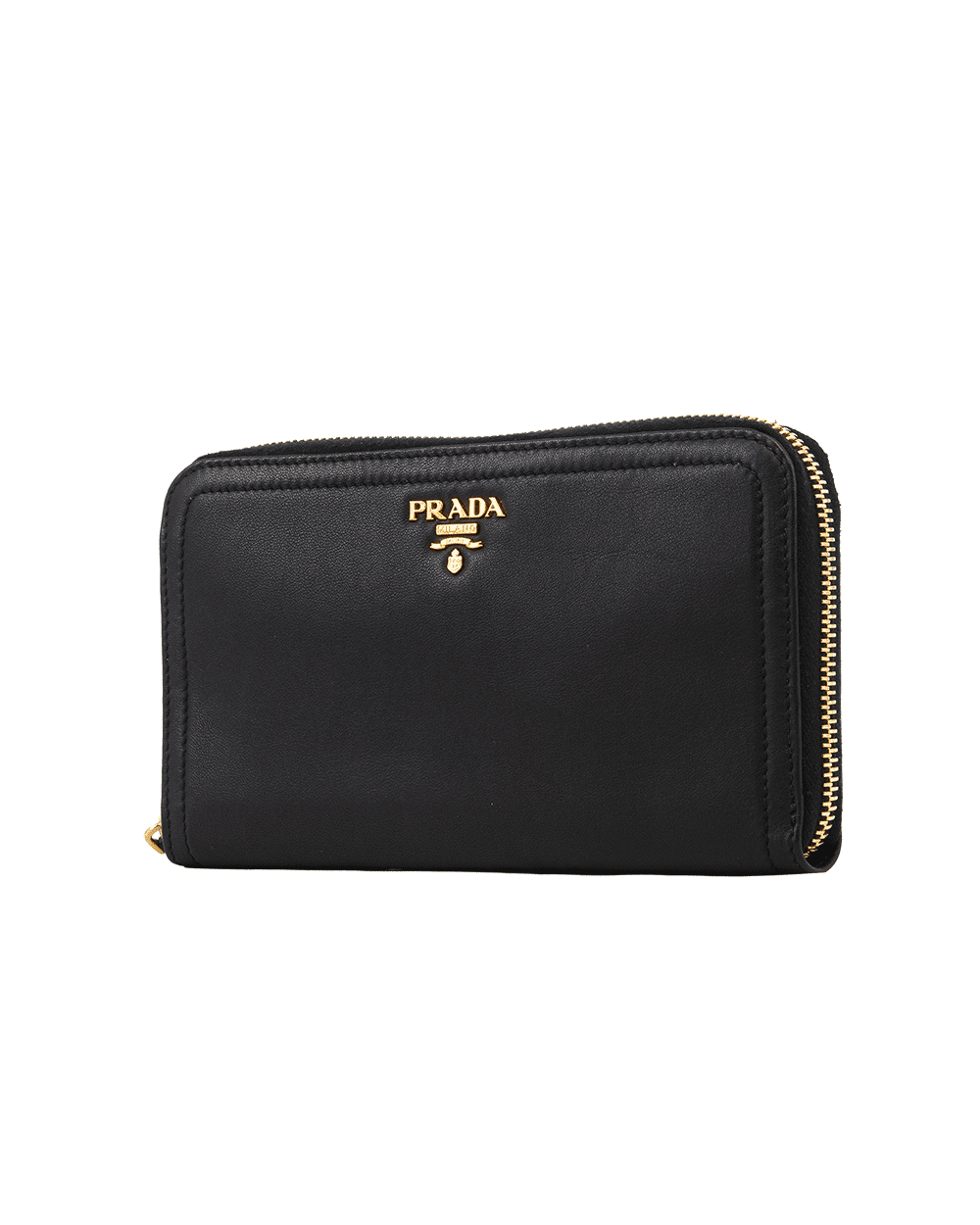 69 PRADA ZIPPY WALLET LONG BLACK BEIGE CALF GHW 0218