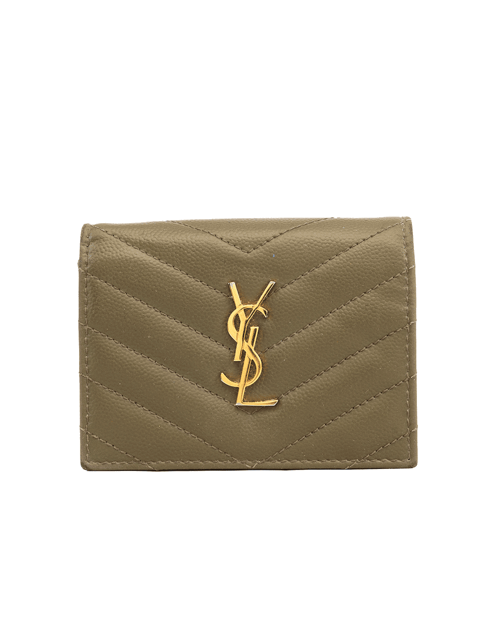 7 YSL BI FOLD WALLET SHORT KHAKI CHEVRON GHW YBL 530841 0221 0259