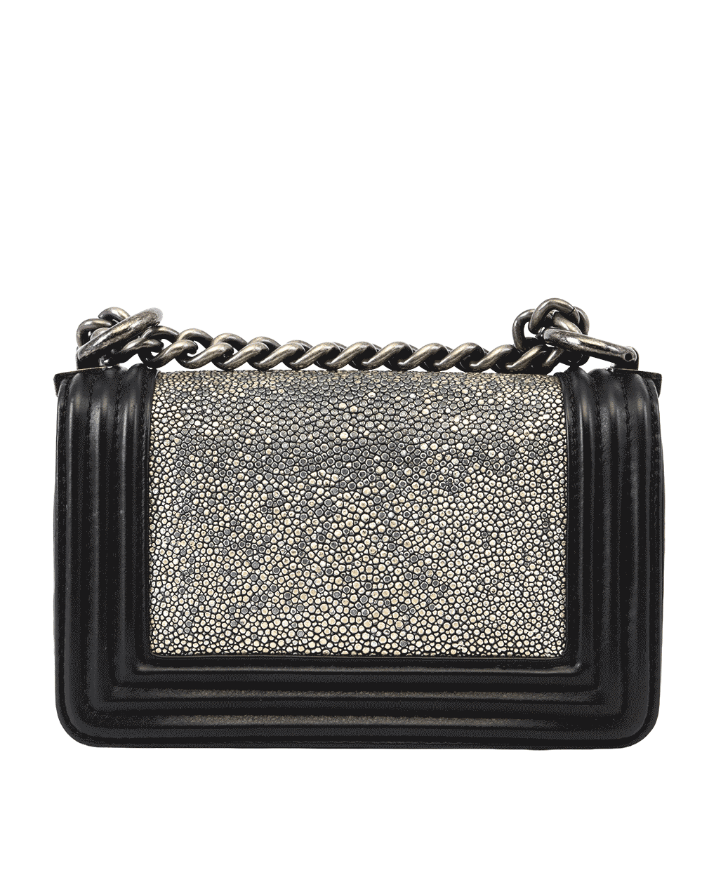 73 CHANEL BOY 8 BLACK STINGRAY CALF RSHW 20123882 0533