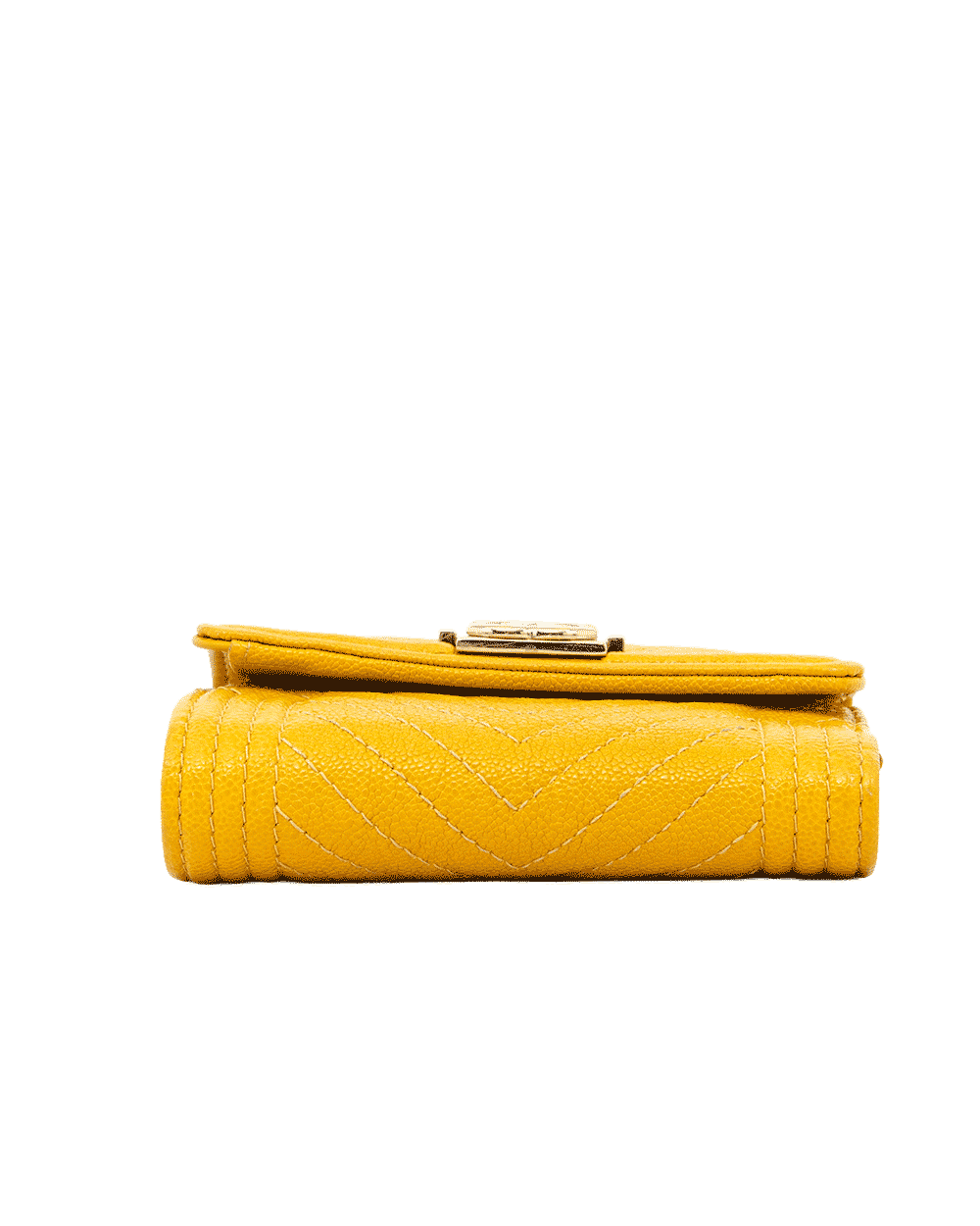 77 CHANEL TRI FOLD WALLET SHORT YELLOW CAVIAR GHW 28355695 1815