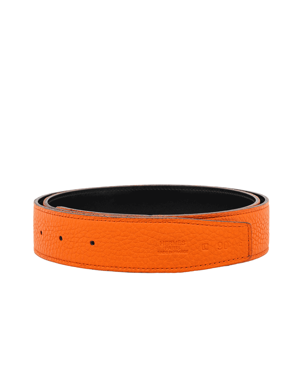 85 HERMES BELT 32 MM 90 ORANGE H NOIR L SQ C 1681