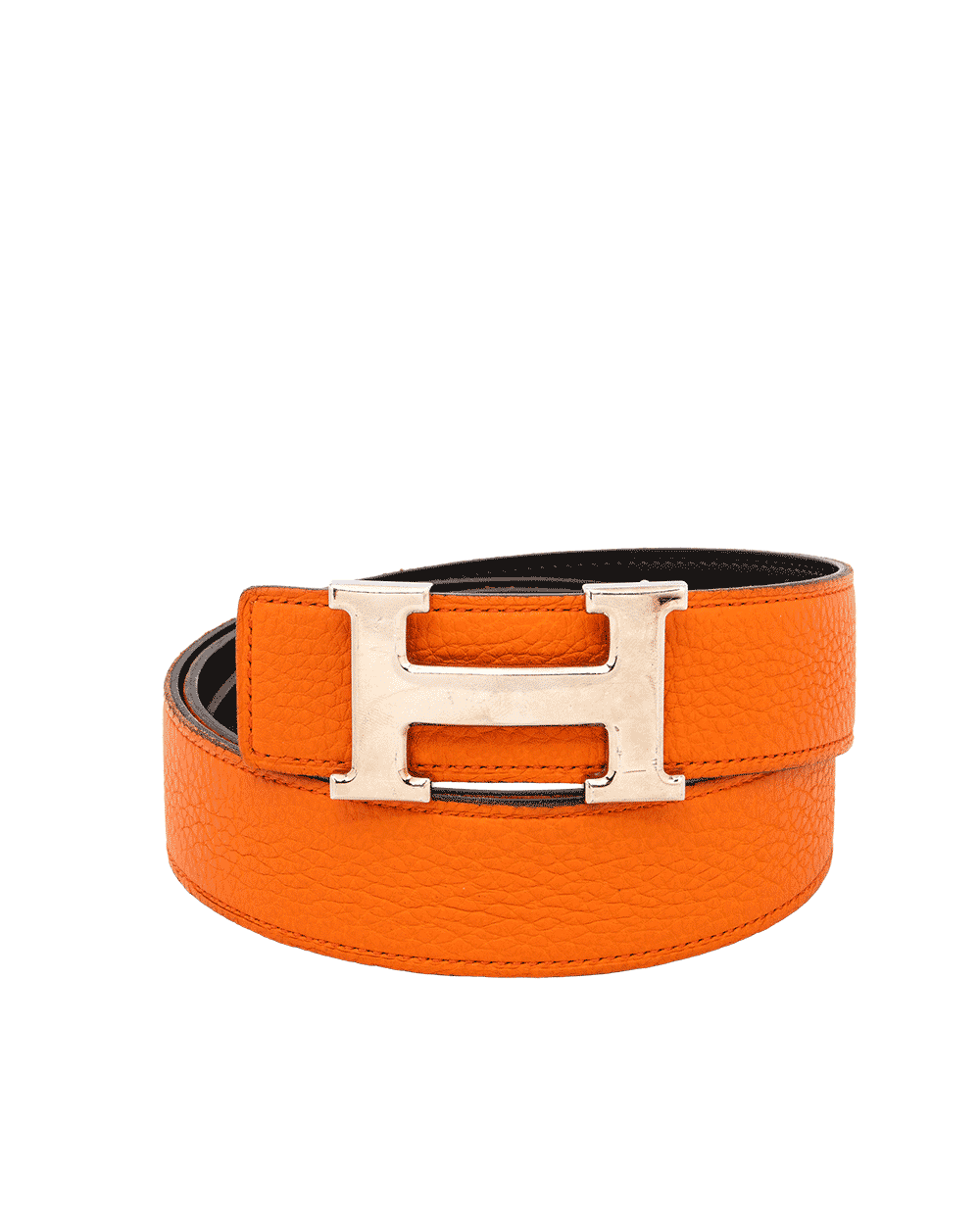 85 HERMES BELT 32 MM 90 ORANGE H NOIR L SQ C 1685