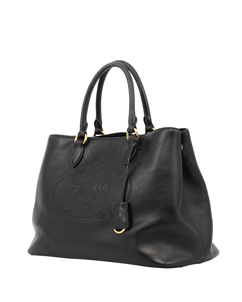 88 PRADA GLACE TOTE BAG BLACK CALF GHW MICROCHIP 1289