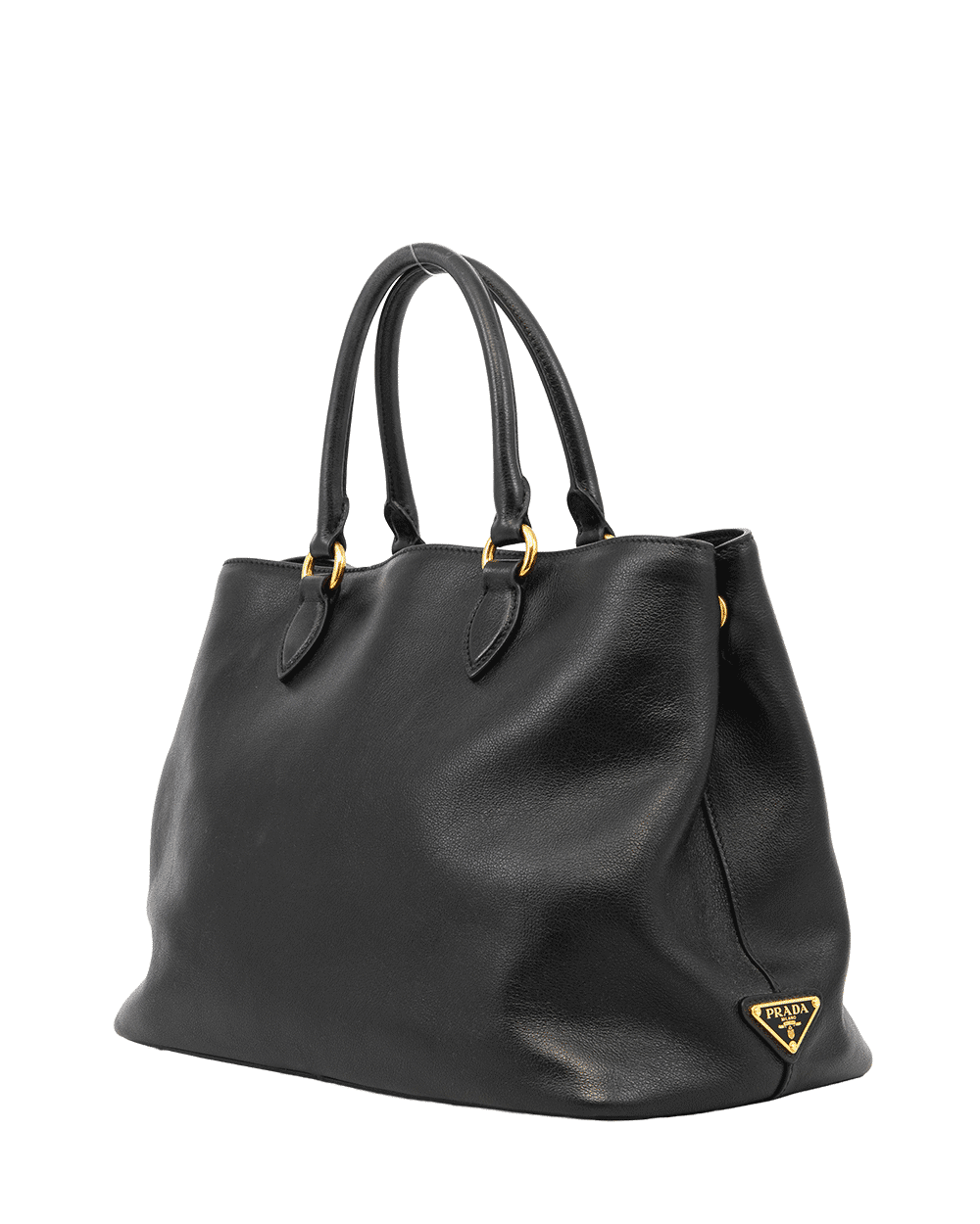 88 PRADA GLACE TOTE BAG BLACK CALF GHW MICROCHIP 1290