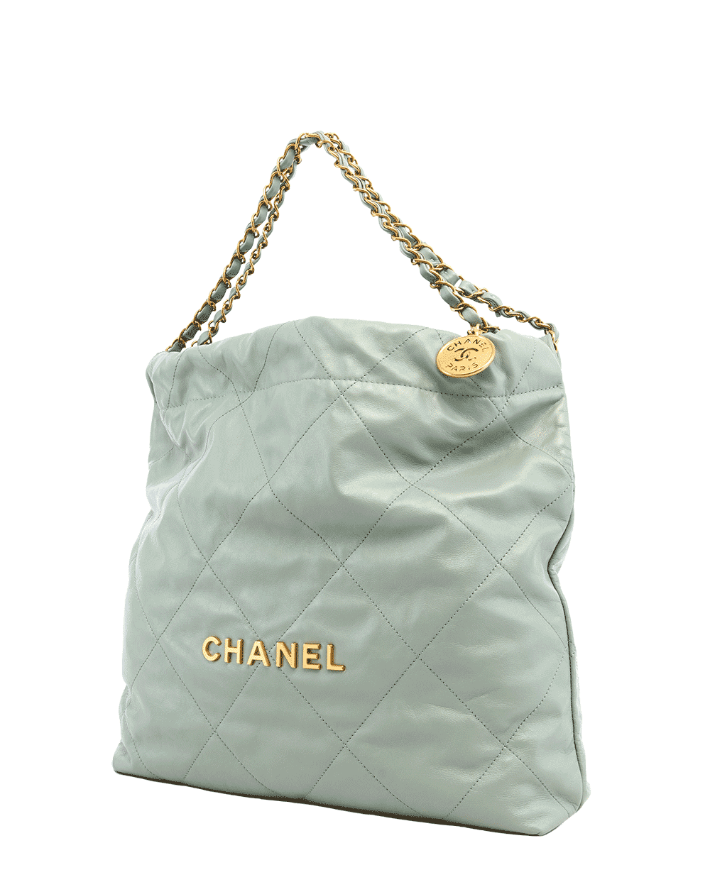 9 CHANEL TOTE 22 SMALL BLUE LAMB GHW NGJJ4864 1646