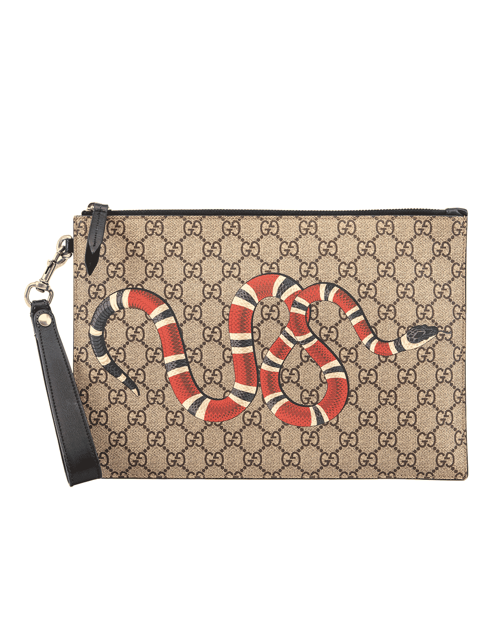 9 GUCCI BESTAIRY CLUTCH WITH KINGSNAKE BROWN GG MONOGRAM CANVAS SHW 473904 2149 0189