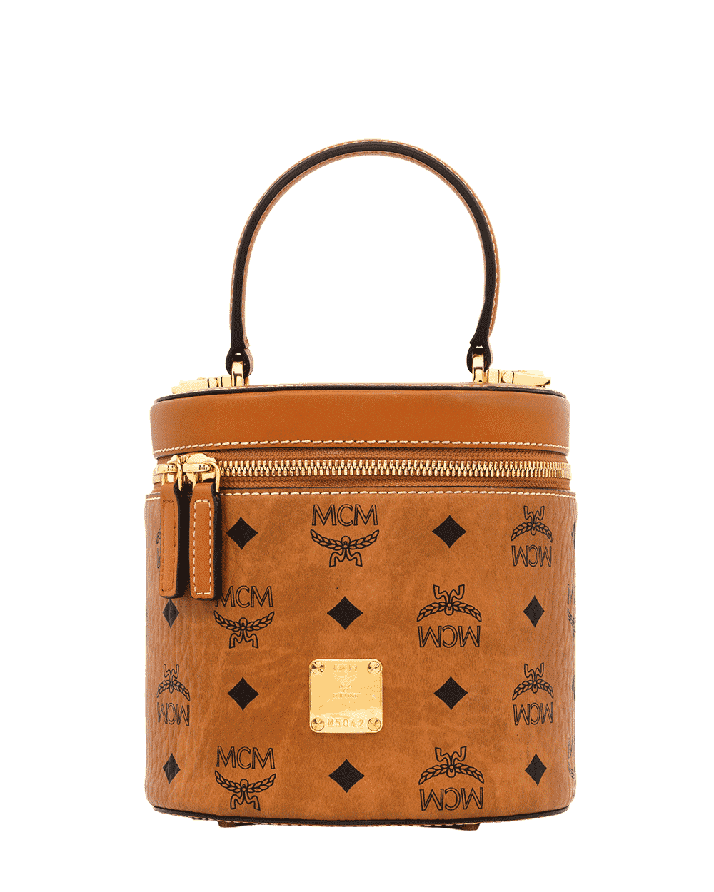 94 MCM CYLINDER CROSSBODY BAG BROWN CANVAS GHW WMRAACG01CO001 10012204 1545