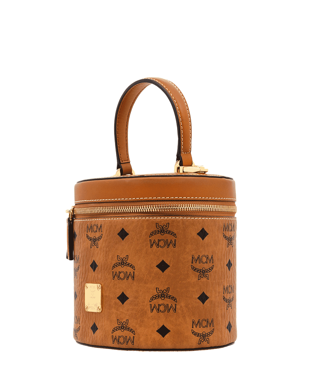 94 MCM CYLINDER CROSSBODY BAG BROWN CANVAS GHW WMRAACG01CO001 10012204 1546