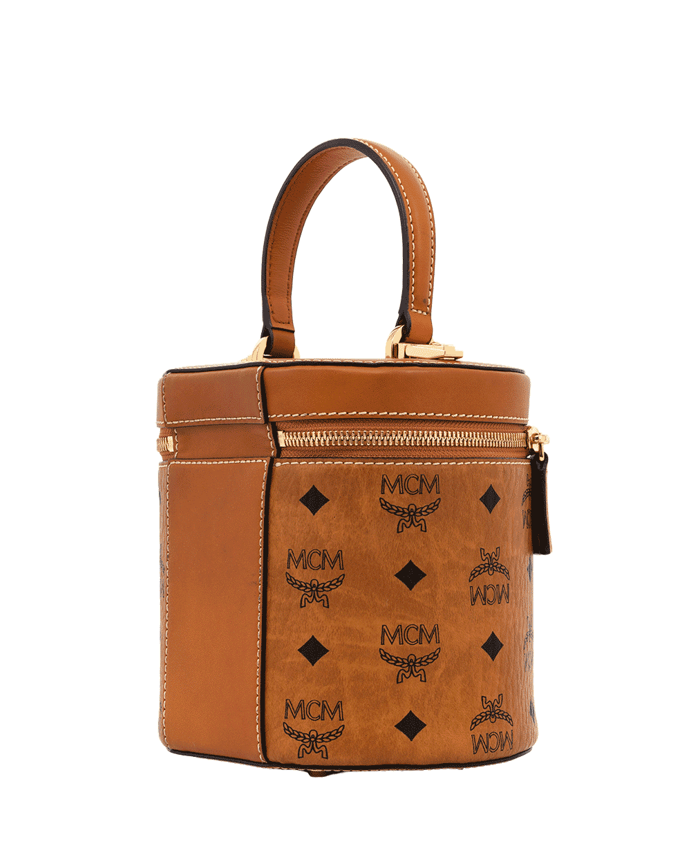 94 MCM CYLINDER CROSSBODY BAG BROWN CANVAS GHW WMRAACG01CO001 10012204 1547