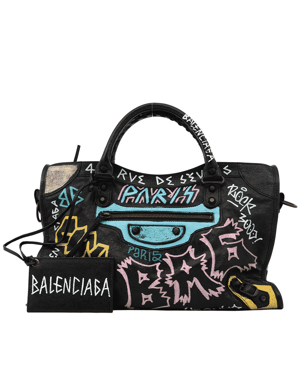 98 BALENCIAGA CITY MOTOCROSS CLASSIC BLACK MUTI COLER CALF SOBLACK 775748 1060 A 002125 1602