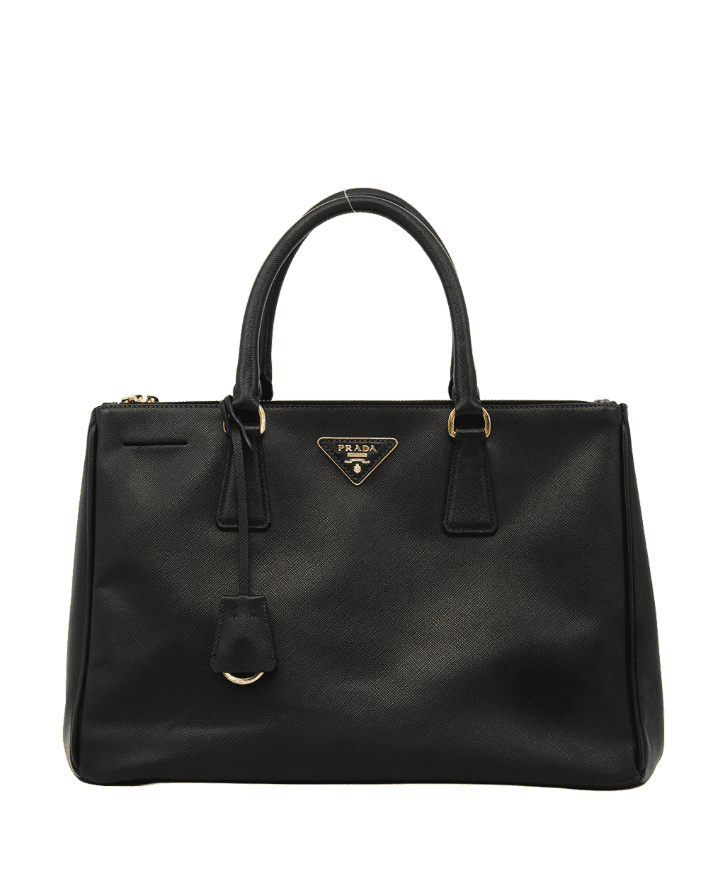 99 PRADA GALLERIA MEDIUM BLACK SAFFIANO 2 ZIP GHW 1461
