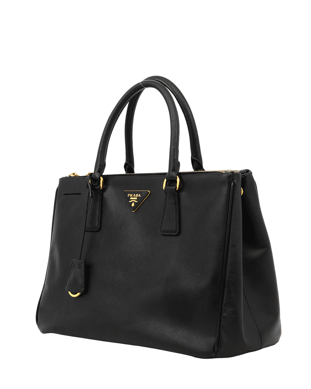99 PRADA GALLERIA MEDIUM BLACK SAFFIANO 2 ZIP GHW 1462