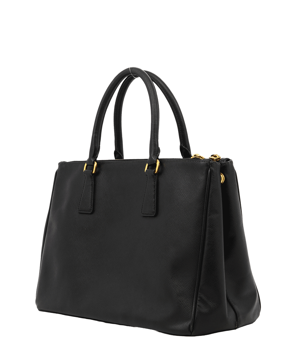 99 PRADA GALLERIA MEDIUM BLACK SAFFIANO 2 ZIP GHW 1463